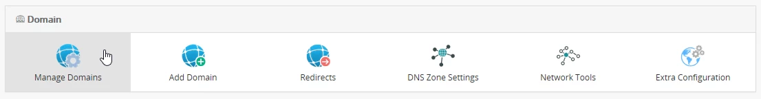 Manage Domains panou webuzo