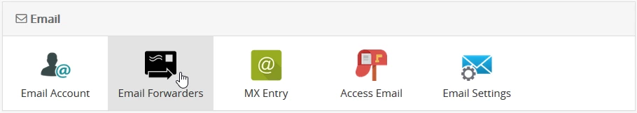 E-mail Forwarders panou webuzo