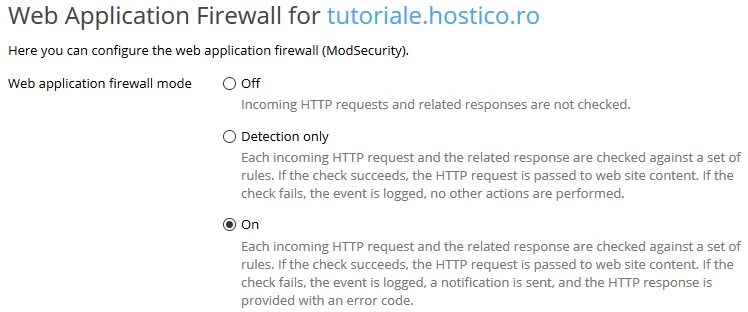 Web Application Firewall Plesk