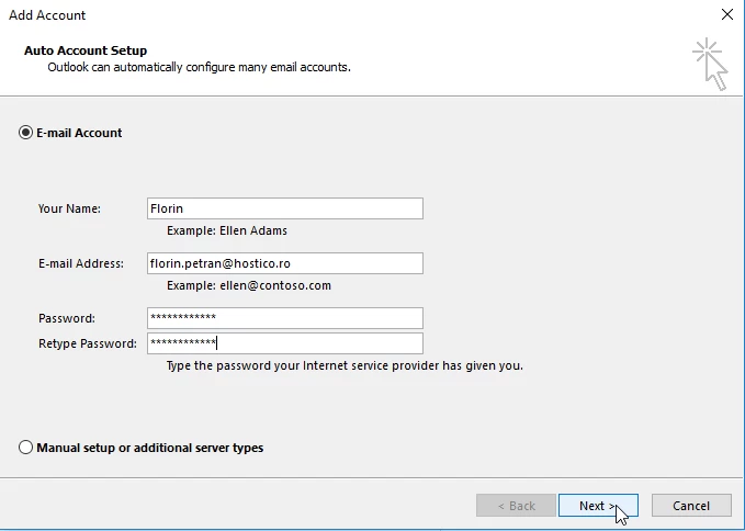 Editare cont e-mail 