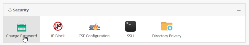 Ghange Password panou Webuzo