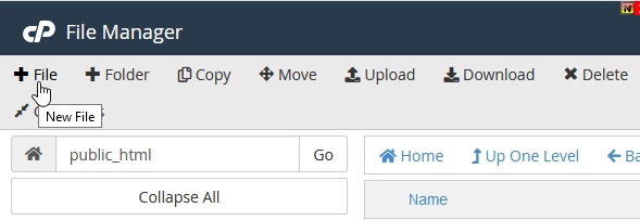 new file cPanel
